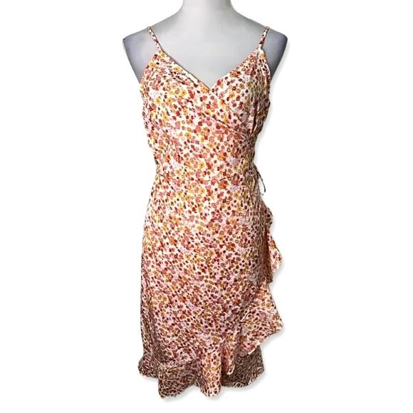 Vero Moda Mini Dress Adjustable Straps Ruffle Hem Floral Print Multicolor L NWT - Picture 2 of 10